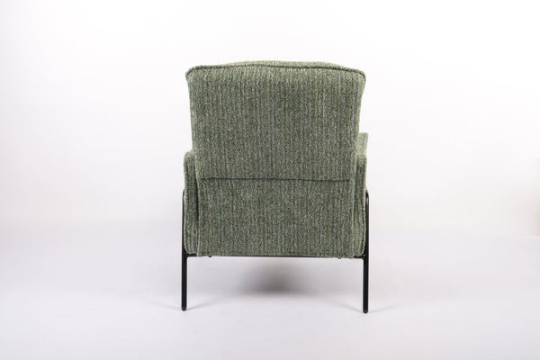 English Elm Modern Striped Upholstered Accent Chair with Lumbar Pillow and Matte Black Metal Frame W2105P509596