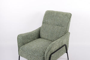English Elm Modern Striped Upholstered Accent Chair with Lumbar Pillow and Matte Black Metal Frame W2105P509596
