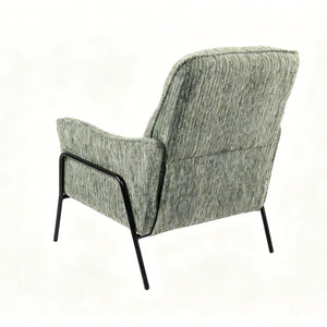 English Elm Modern Striped Upholstered Accent Chair with Lumbar Pillow and Matte Black Metal Frame W2105P509596
