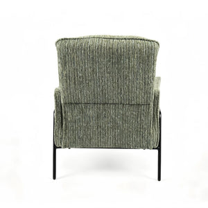 English Elm Modern Striped Upholstered Accent Chair with Lumbar Pillow and Matte Black Metal Frame W2105P509596