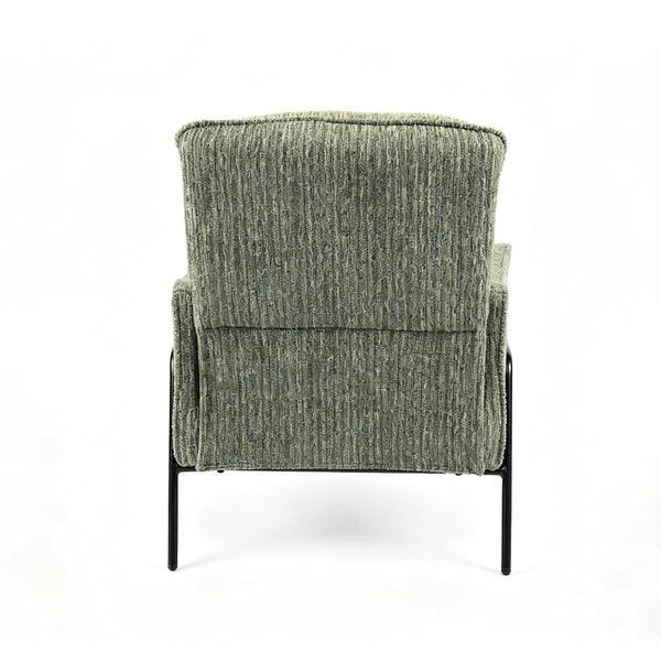English Elm Modern Striped Upholstered Accent Chair with Lumbar Pillow and Matte Black Metal Frame W2105P509596