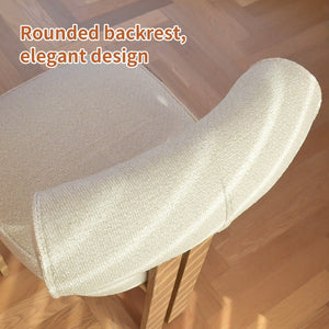 English Elm Modern Boucle Upholstered Side Chair Sculptural Curved Back Wood Grain Legs No Assembly W2105P513627