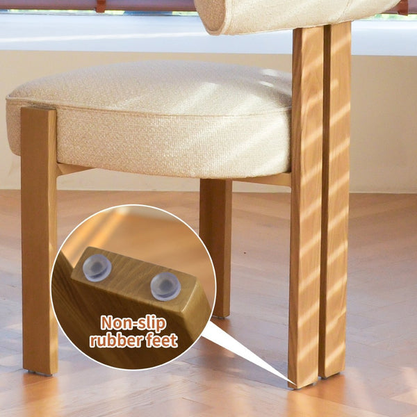 English Elm Modern Boucle Upholstered Side Chair Sculptural Curved Back Wood Grain Legs No Assembly W2105P513627