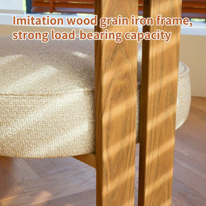 English Elm Modern Boucle Upholstered Side Chair Sculptural Curved Back Wood Grain Legs No Assembly W2105P513627