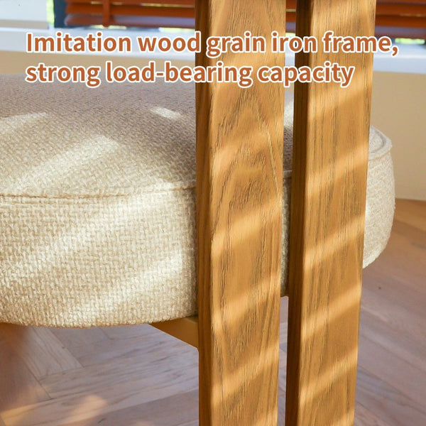 English Elm Modern Boucle Upholstered Side Chair Sculptural Curved Back Wood Grain Legs No Assembly W2105P513627
