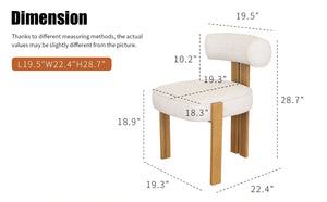 English Elm Modern Boucle Upholstered Side Chair Sculptural Curved Back Wood Grain Legs No Assembly W2105P513627