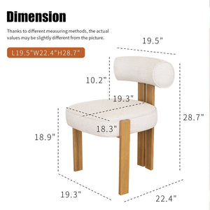 English Elm Modern Boucle Upholstered Side Chair Sculptural Curved Back Wood Grain Legs No Assembly W2105P513627