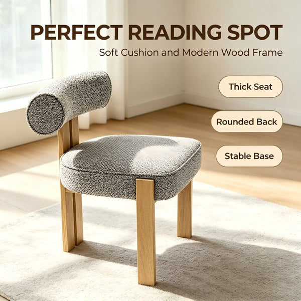 English Elm Modern Wingback Faux Leather Accent Chair with X-frame Legs for Living Room Reading Grey W2105P513630