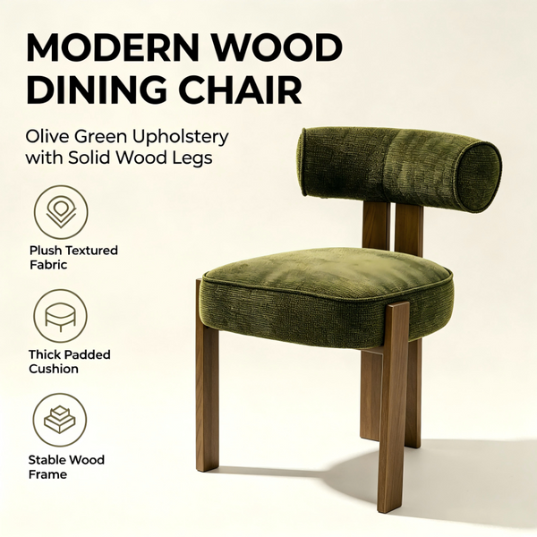 English Elm Modern Wingback Faux Leather Accent Chair with X-frame Legs for Living Room Reading Green W2105P513661