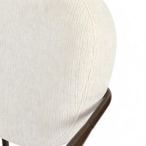 English Elm Modern Mid-century Accent Chair Sculptural Bronze Frame Striped Cream Fabric Lounge Seat White W2105P517476