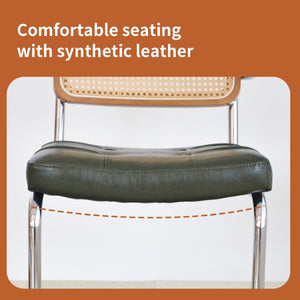 English Elm Dining Chairs Breuer Cantilever Set with Woven Rattan Back and Upholstered Foam Seat W2105P540789