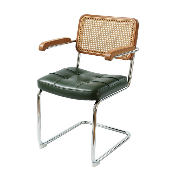 English Elm Dining Chairs Breuer Cantilever Set with Woven Rattan Back and Upholstered Foam Seat W2105P540789