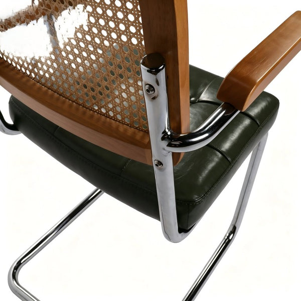 English Elm Dining Chairs Breuer Cantilever Set with Woven Rattan Back and Upholstered Foam Seat W2105P540789