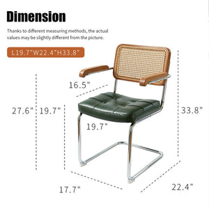 English Elm Dining Chairs Breuer Cantilever Set with Woven Rattan Back and Upholstered Foam Seat W2105P540789