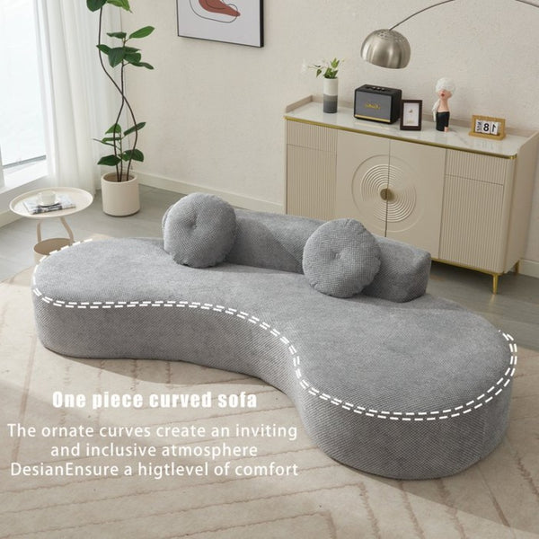 English Elm [new Curved Cloud Sofa 105 Inch Corduroy Upholstered Modern Minimalist Living Room Couch Gray W2108P196831