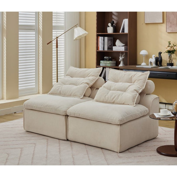 English Elm New Modular Corduroy Two Seat Sofa with Pocket Spring Support and Lumbar Neck Pillows W2108P236840