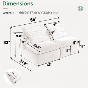 English Elm New Modular Corduroy Two Seat Sofa with Pocket Spring Support and Lumbar Neck Pillows W2108P236840