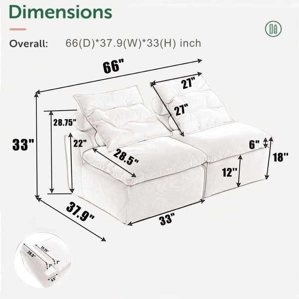 English Elm New Modular Corduroy Two Seat Sofa with Pocket Spring Support and Lumbar Neck Pillows W2108P236840
