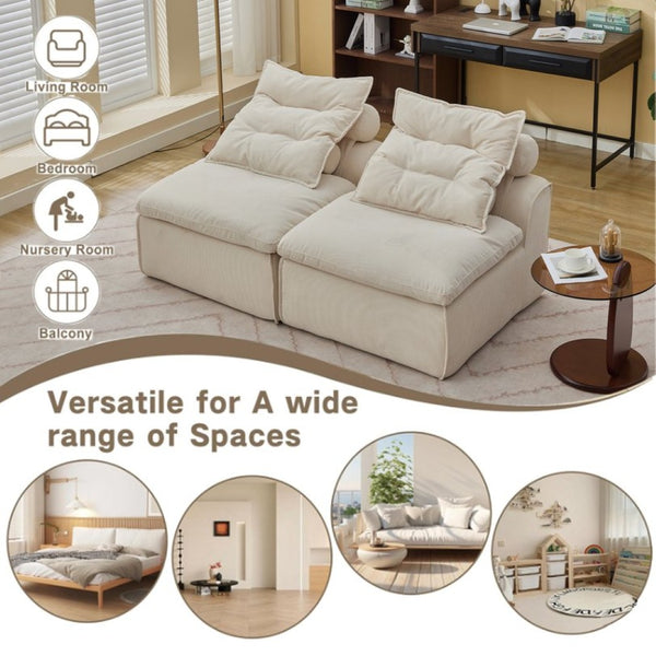 English Elm New Modular Corduroy Two Seat Sofa with Pocket Spring Support and Lumbar Neck Pillows W2108P236840
