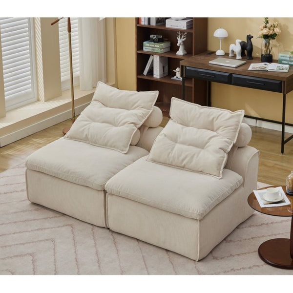 English Elm New Modular Corduroy Two Seat Sofa with Pocket Spring Support and Lumbar Neck Pillows W2108P236840