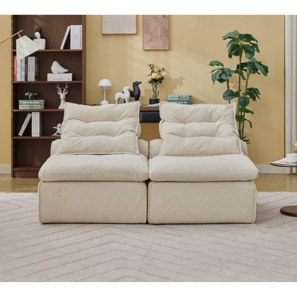 English Elm New Modular Corduroy Two Seat Sofa with Pocket Spring Support and Lumbar Neck Pillows W2108P236840