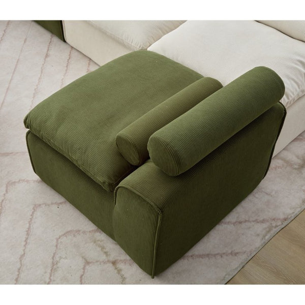 English Elm New Modular Corduroy Lounge Sofa Armrest Free Design with Pocket Spring Cushions and Pillows W2108P236842