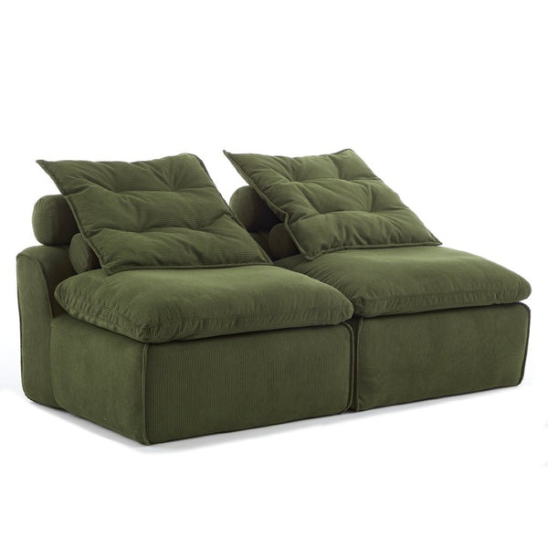 English Elm New Modular Corduroy Lounge Sofa Armrest Free Design with Pocket Spring Cushions and Pillows W2108P236842