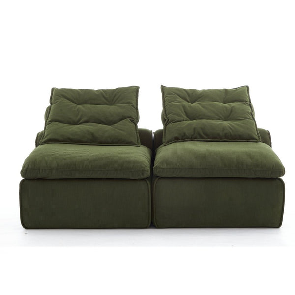 English Elm New Modular Corduroy Lounge Sofa Armrest Free Design with Pocket Spring Cushions and Pillows W2108P236842