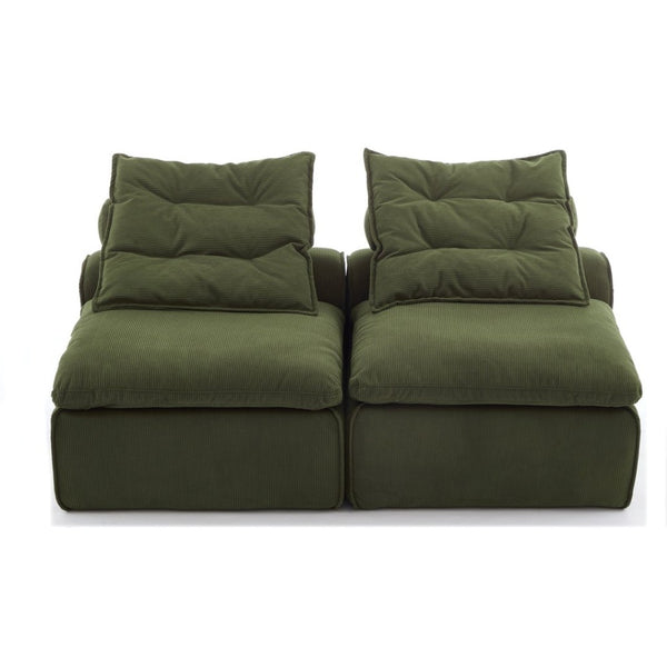 English Elm New Modular Corduroy Lounge Sofa Armrest Free Design with Pocket Spring Cushions and Pillows W2108P236842