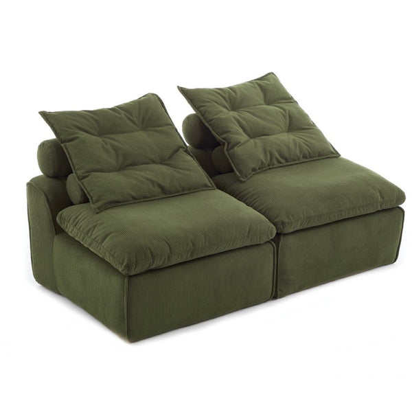 English Elm New Modular Corduroy Lounge Sofa Armrest Free Design with Pocket Spring Cushions and Pillows W2108P236842