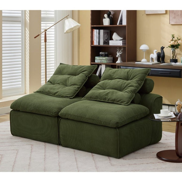 English Elm New Modular Corduroy Lounge Sofa Armrest Free Design with Pocket Spring Cushions and Pillows W2108P236842