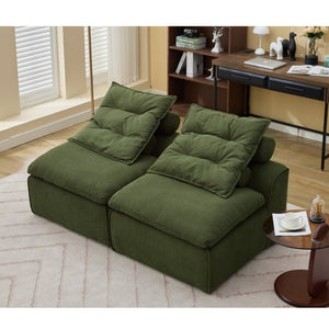 English Elm New Modular Corduroy Lounge Sofa Armrest Free Design with Pocket Spring Cushions and Pillows W2108P236842