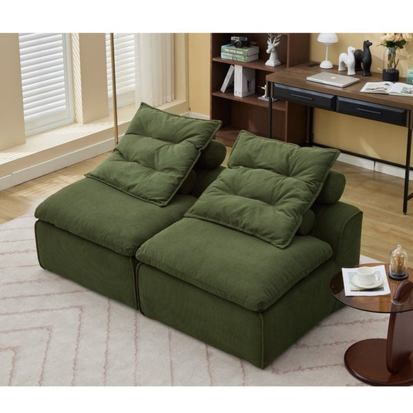 English Elm New Modular Corduroy Lounge Sofa Armrest Free Design with Pocket Spring Cushions and Pillows W2108P236842