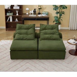 English Elm New Modular Corduroy Lounge Sofa Armrest Free Design with Pocket Spring Cushions and Pillows W2108P236842
