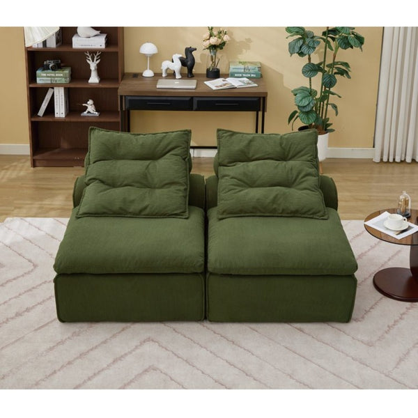 English Elm New Modular Corduroy Lounge Sofa Armrest Free Design with Pocket Spring Cushions and Pillows W2108P236842