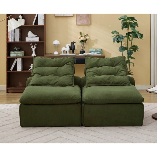 English Elm New Modular Corduroy Lounge Sofa Armrest Free Design with Pocket Spring Cushions and Pillows W2108P236842