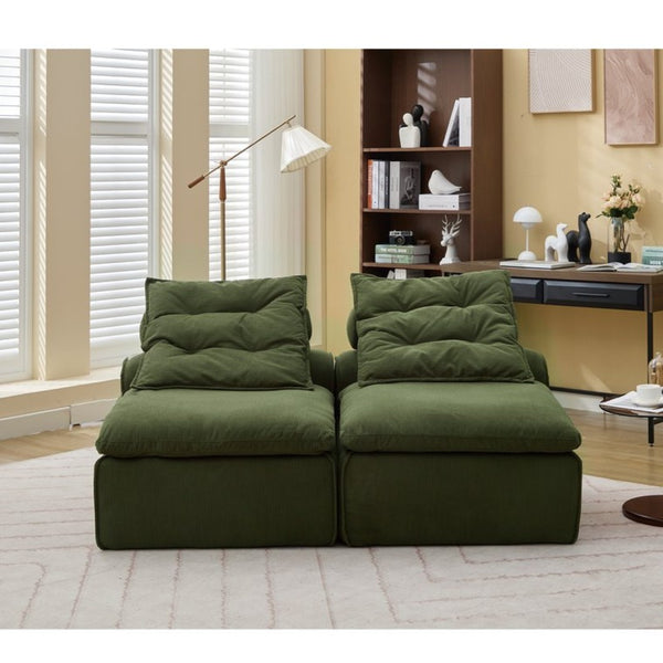 English Elm New Modular Corduroy Lounge Sofa Armrest Free Design with Pocket Spring Cushions and Pillows W2108P236842