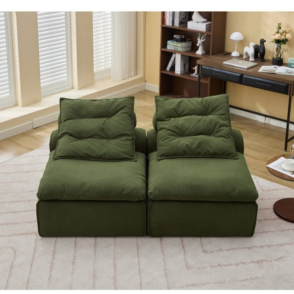 English Elm New Modular Corduroy Lounge Sofa Armrest Free Design with Pocket Spring Cushions and Pillows W2108P236842
