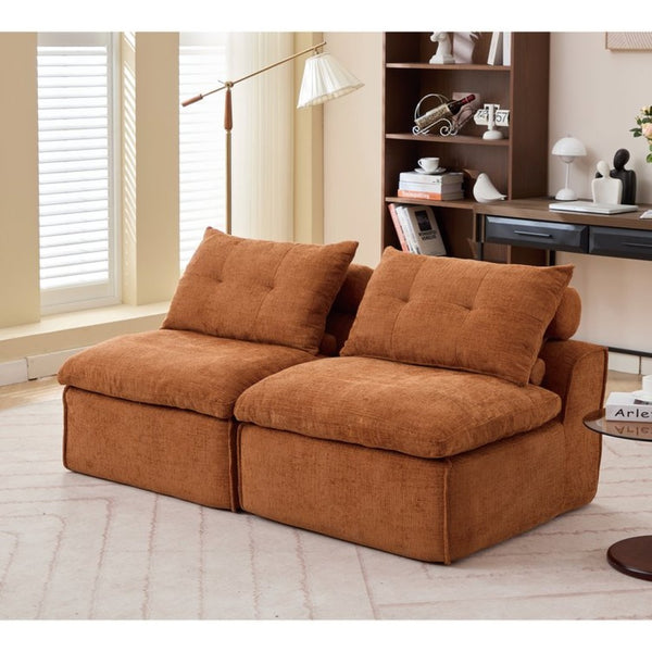 English Elm New Modular Chenille Two Seat Lounge Sofa with Neck and Lumbar Pillow Support W2108P261274