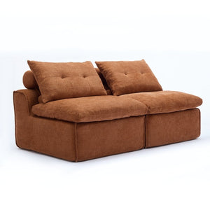 English Elm New Modular Chenille Two Seat Lounge Sofa with Neck and Lumbar Pillow Support W2108P261274