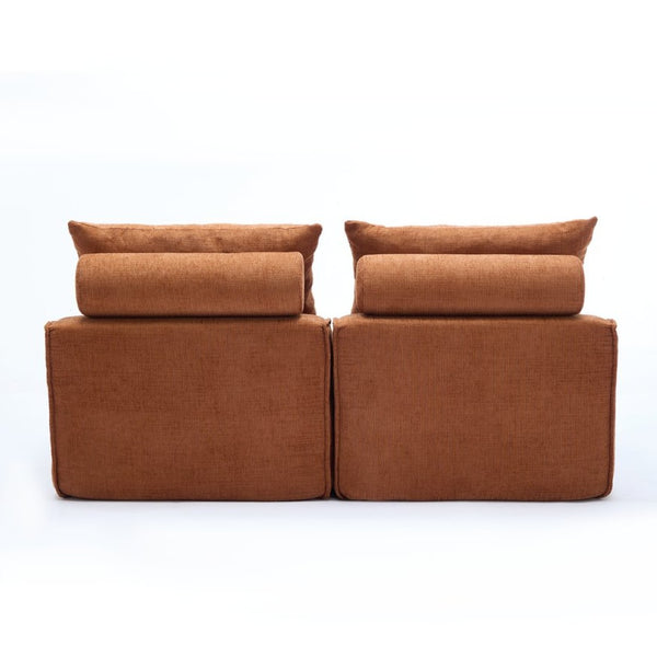 English Elm New Modular Chenille Two Seat Lounge Sofa with Neck and Lumbar Pillow Support W2108P261274