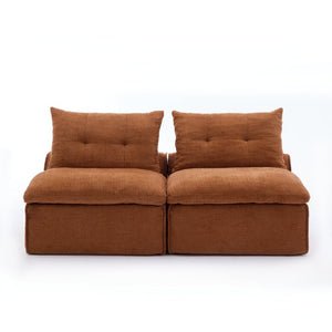 English Elm New Modular Chenille Two Seat Lounge Sofa with Neck and Lumbar Pillow Support W2108P261274