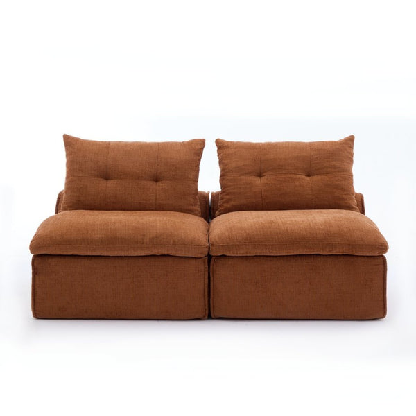 English Elm New Modular Chenille Two Seat Lounge Sofa with Neck and Lumbar Pillow Support W2108P261274