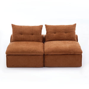 English Elm New Modular Chenille Two Seat Lounge Sofa with Neck and Lumbar Pillow Support W2108P261274