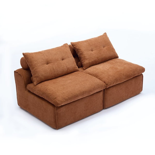 English Elm New Modular Chenille Two Seat Lounge Sofa with Neck and Lumbar Pillow Support W2108P261274