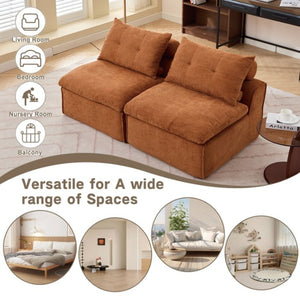 English Elm New Modular Chenille Two Seat Lounge Sofa with Neck and Lumbar Pillow Support W2108P261274