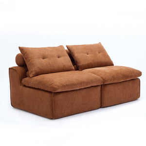 English Elm New Modular Chenille Two Seat Lounge Sofa with Neck and Lumbar Pillow Support W2108P261274
