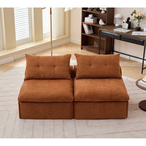 English Elm New Modular Chenille Two Seat Lounge Sofa with Neck and Lumbar Pillow Support W2108P261274