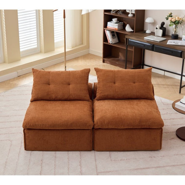 English Elm New Modular Chenille Two Seat Lounge Sofa with Neck and Lumbar Pillow Support W2108P261274