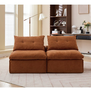 English Elm New Modular Chenille Two Seat Lounge Sofa with Neck and Lumbar Pillow Support W2108P261274